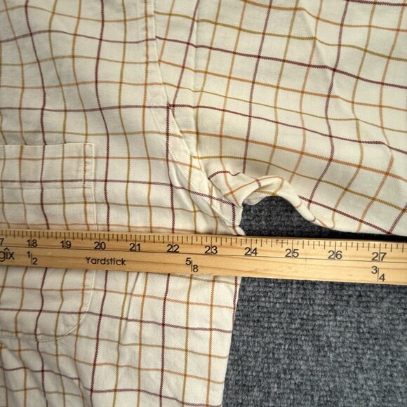 Viyella Brown Yellow 16 Check Button-Down Wool Cotton Short Sleeve Shirt Men - Picture 6 of 13